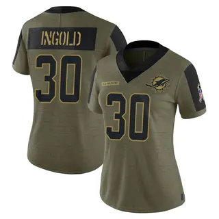 Miami Dolphins Women's Alec Ingold Limited 2021 Salute To Service Jersey - Olive