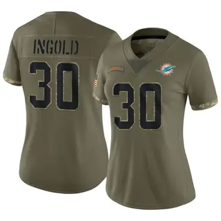 Miami Dolphins Women's Alec Ingold Limited 2022 Salute To Service Jersey - Olive