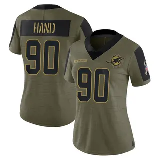 Miami Dolphins Women's Da'Shawn Hand Limited 2021 Salute To Service Jersey - Olive