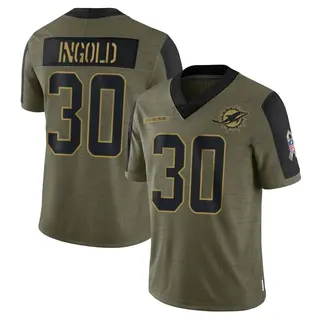 Miami Dolphins Youth Alec Ingold Limited 2021 Salute To Service Jersey - Olive